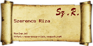 Szerencs Riza névjegykártya